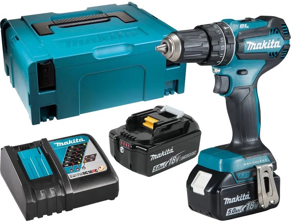 Ударная дрель Makita DHP485RTJ 18V с АКБ 2x5,0 Ah и ЗУ