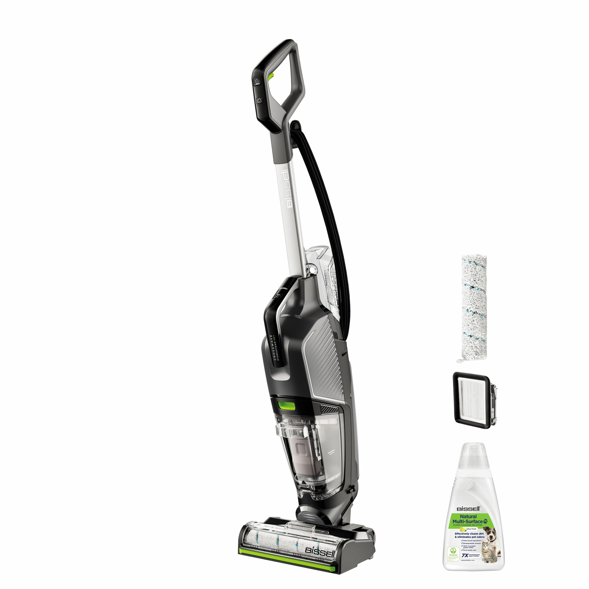 Вертикальный моющий пылесос BISSELL CrossWave HydroSteam Pet Select 3527N, серебристый
