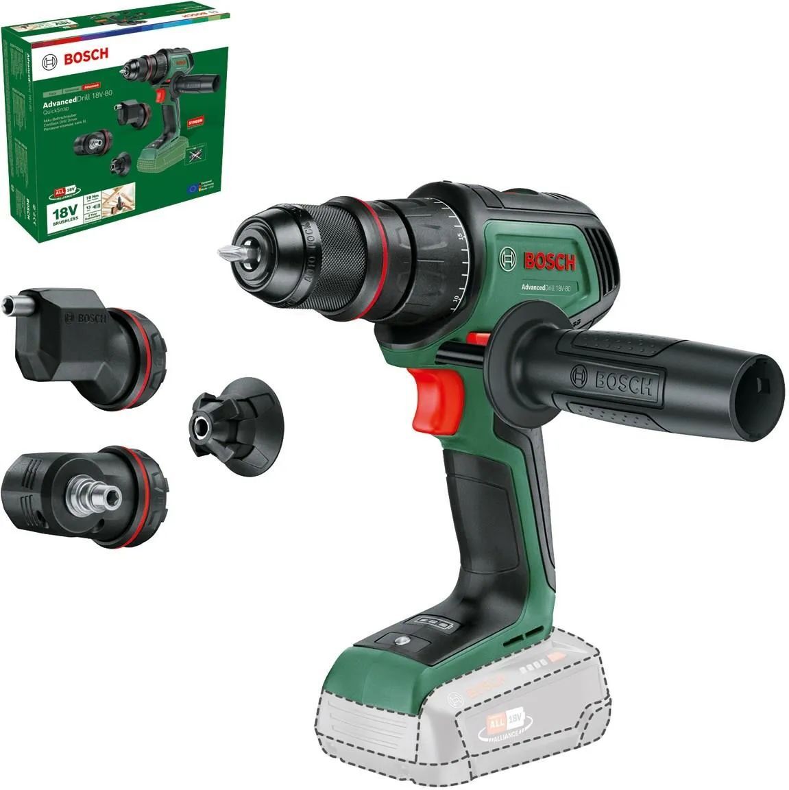 Аккумуляторная дрель-шуруповёрт Bosch AdvancedDrill 18V-80 QuickSnap (06039E2003)