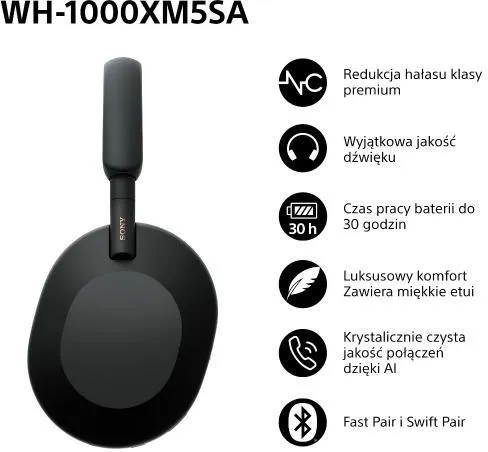 Наушники-вкладыши SONY WH-1000XM5SA ANC черные