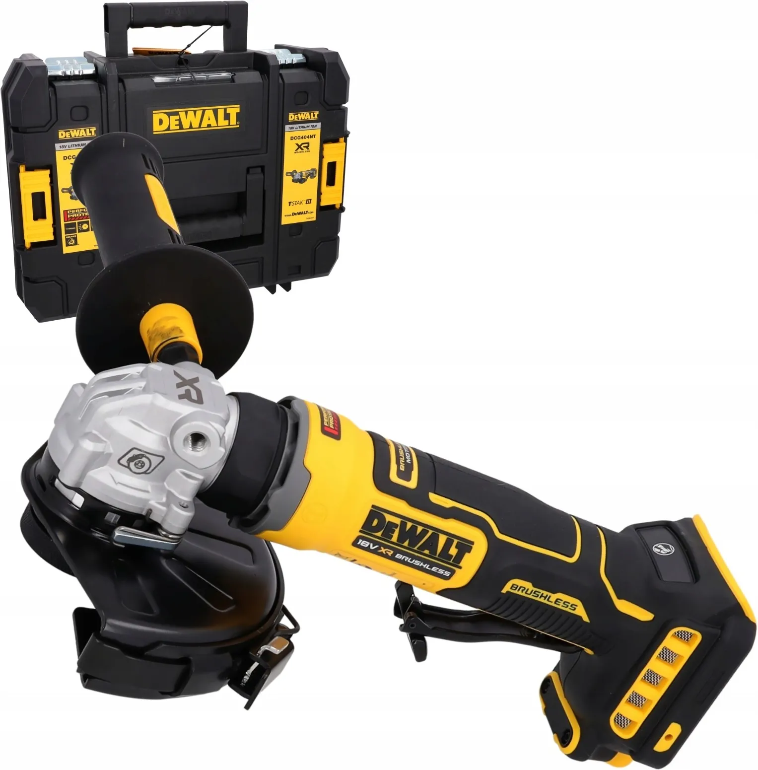 Аккумуляторная угловая шлифмашина (УШМ) DeWalt DCG404NT, без АКБ и ЗУ, в кейсе TSTAK
