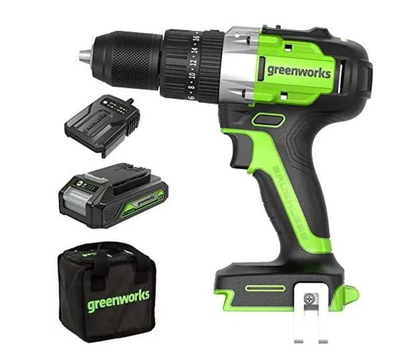 Аккумуляторная дрель Greenworks GD24DD60K2 с акб и зу