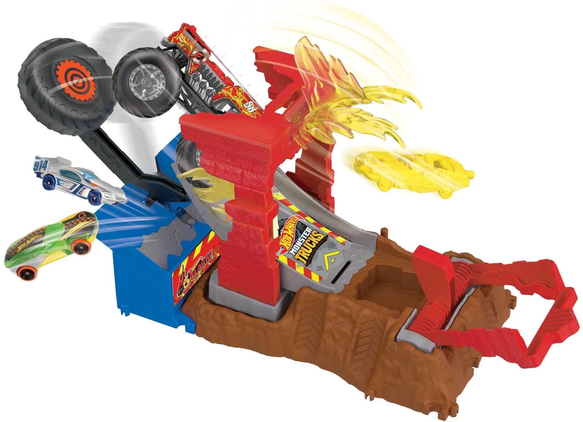 Игровой набор Hot Wheels Monster Trucks Arena Smashers 5 Alert Огненный снос HNB90