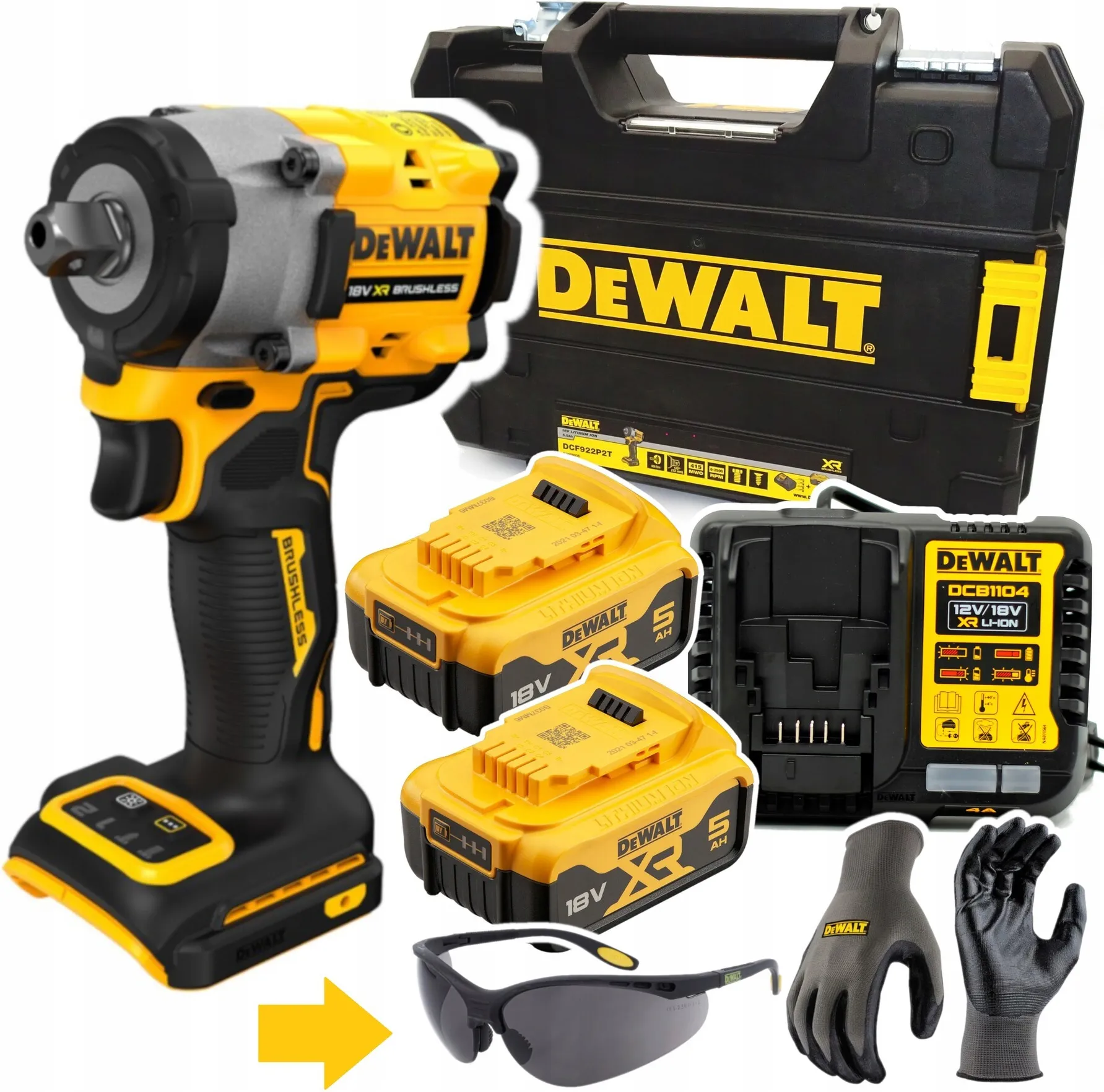 Аккумуляторный ударный гайковерт DeWALT DCF922P2T с АКБ и ЗУ