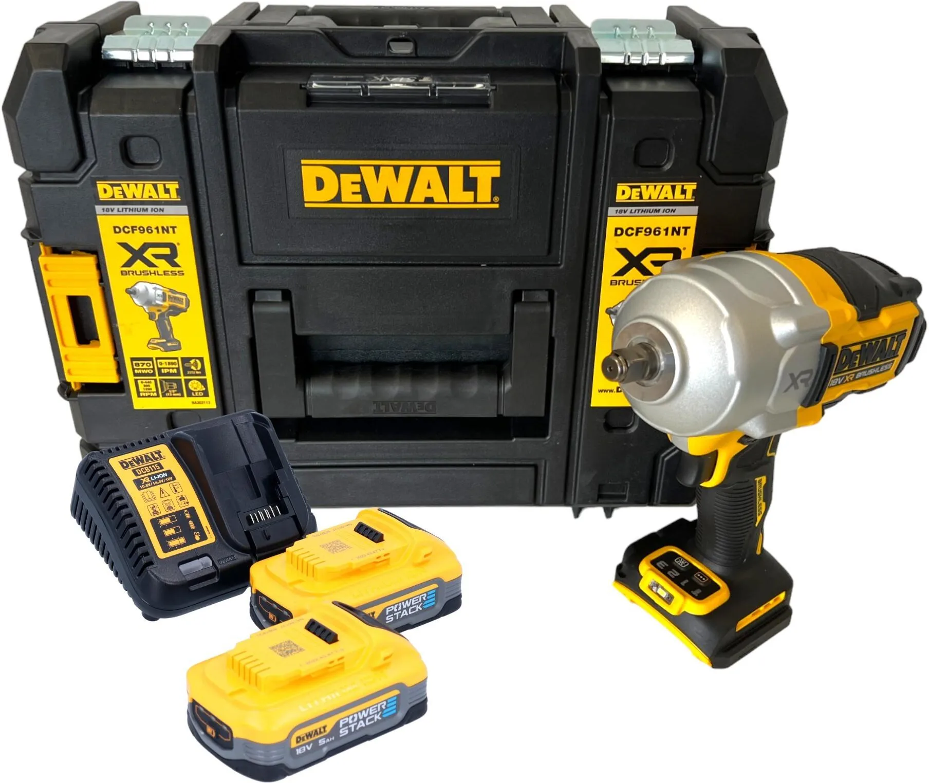Аккумуляторный ударный гайковерт 1/2" DeWalt DCF961H2T, с 2 АКБ, ЗУ и кейсом