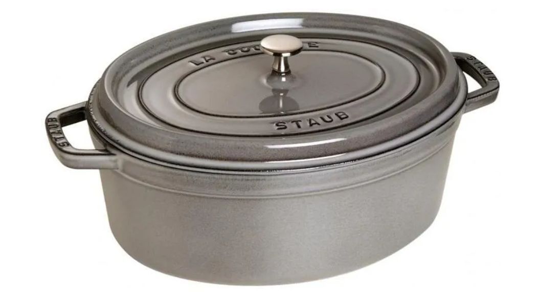 Чугунная овальная кастрюля Staub Cocotte 31 см, графитовая 40509-320-0