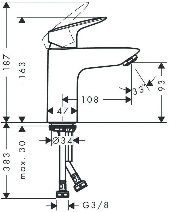 Смеситель Hansgrohe Logis 100, черный матовый 71101670