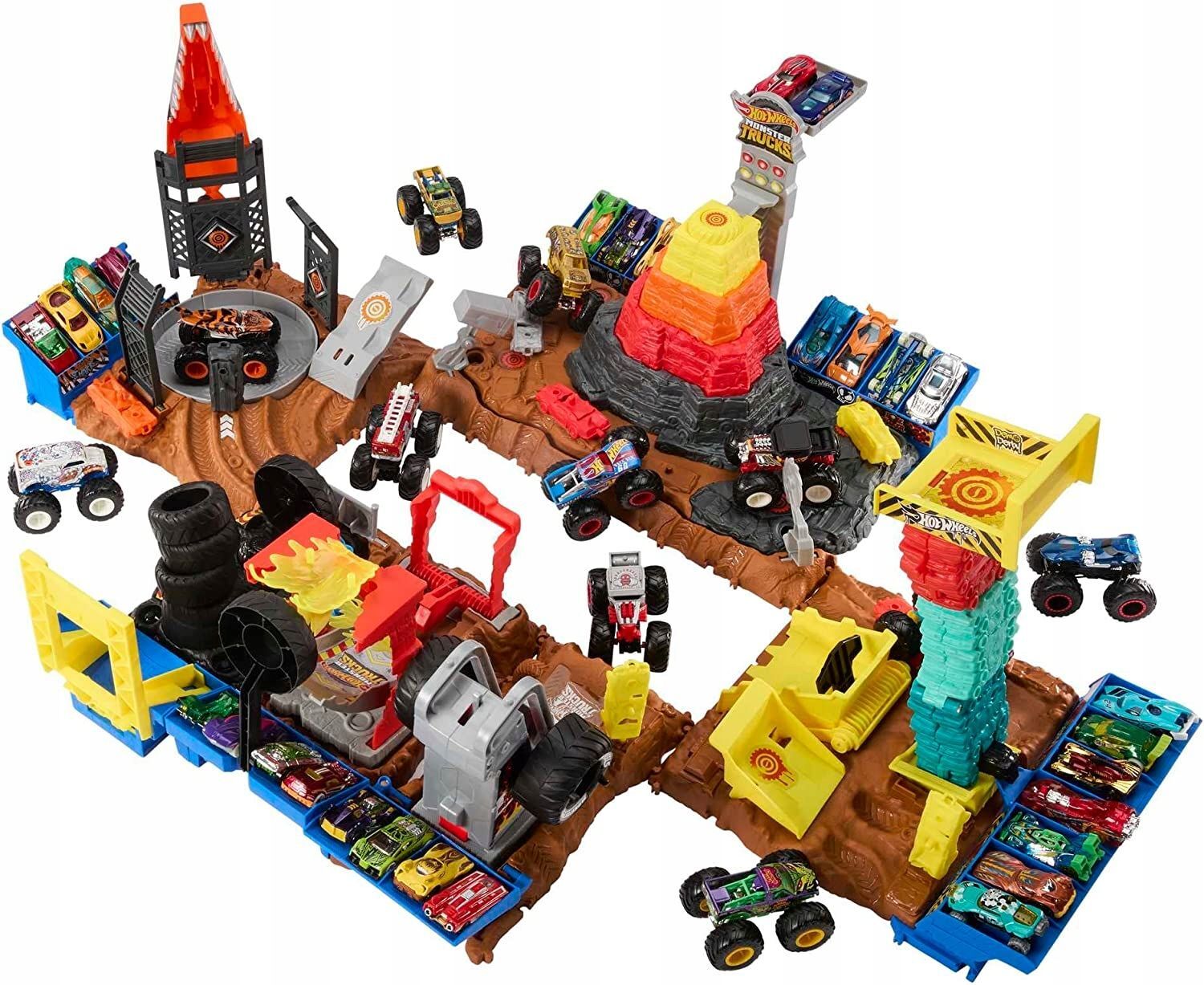 Игровой набор Hot Wheels Monster Trucks Arena Smashers 5 Alert Огненный снос HNB90