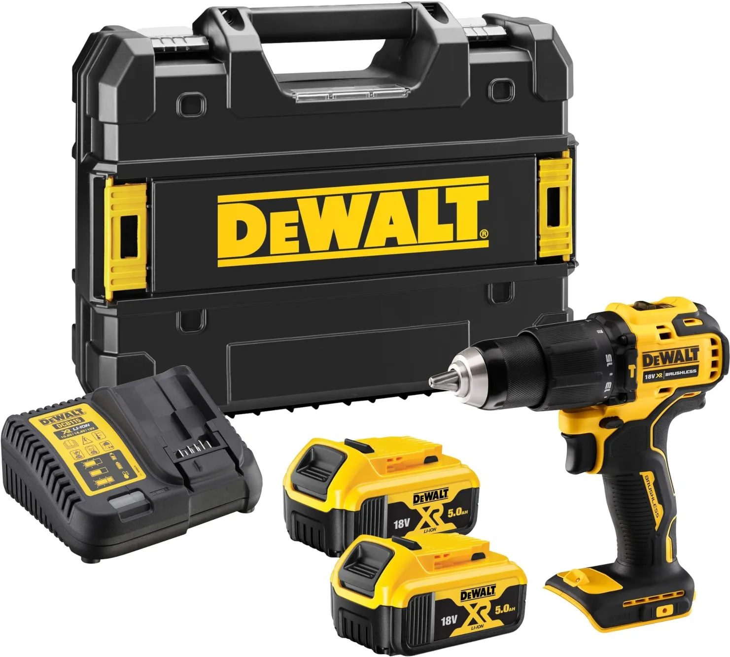 Аккумуляторная ударная дрель-шуруповерт DeWalt DCD709P2T-QW, с 2 АКБ, ЗУ и кейсом TSTAK
