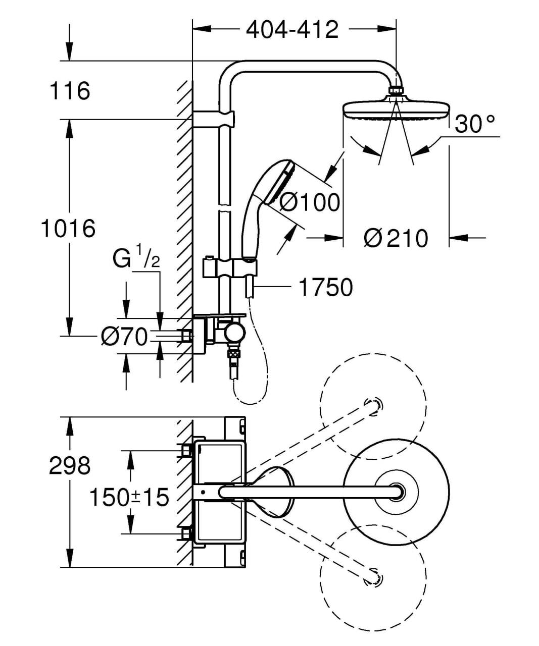Душевая система Grohe Vitalio Start System хром 26814001