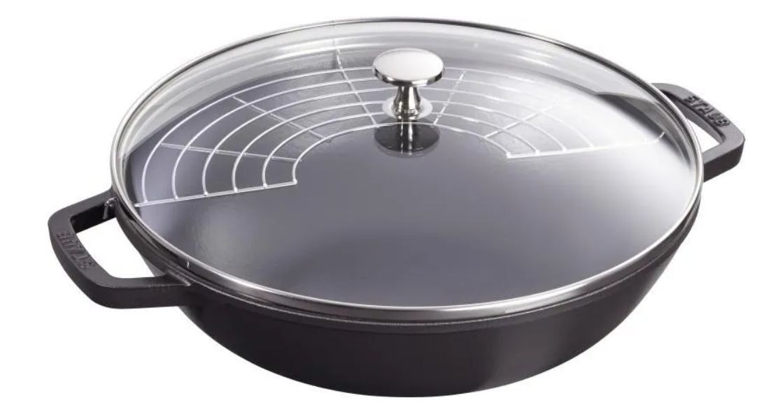 Чугунный вок Staub 37 см с грилем, чёрный 40509 398 0