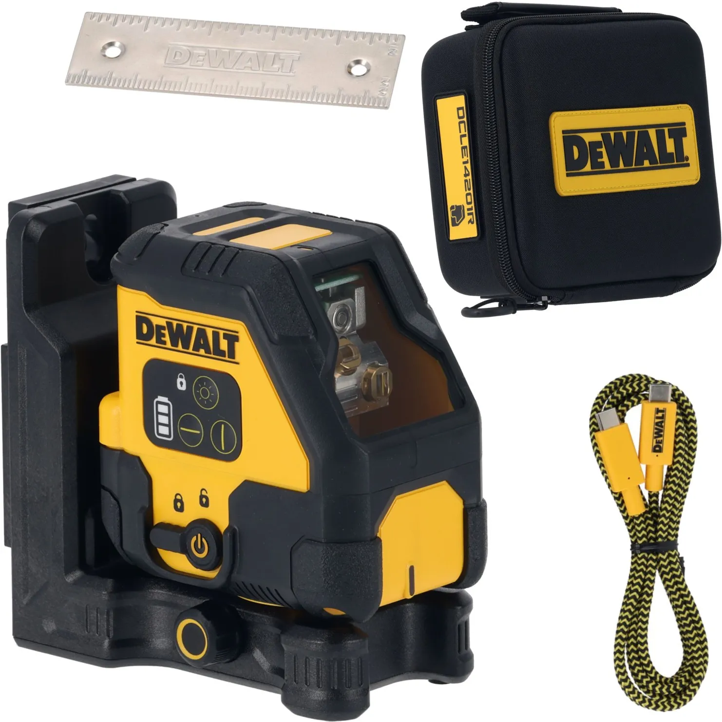 Компактный лазерный нивелир DeWalt DCLE14201RB-XJ, с встроенным АКБ и кабелем USB-C