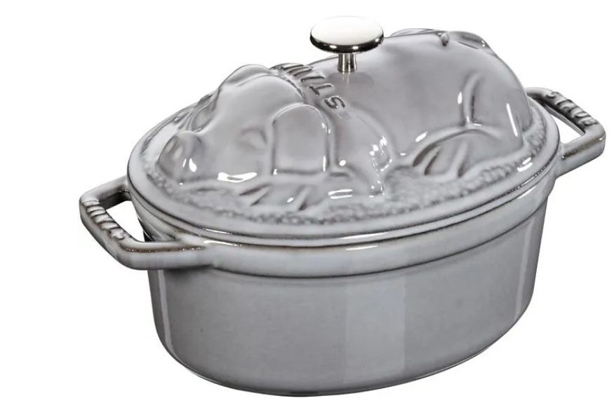 Чугунная овальная кастрюля Staub 1 л с крышкой, графитово-серая (St1121718)