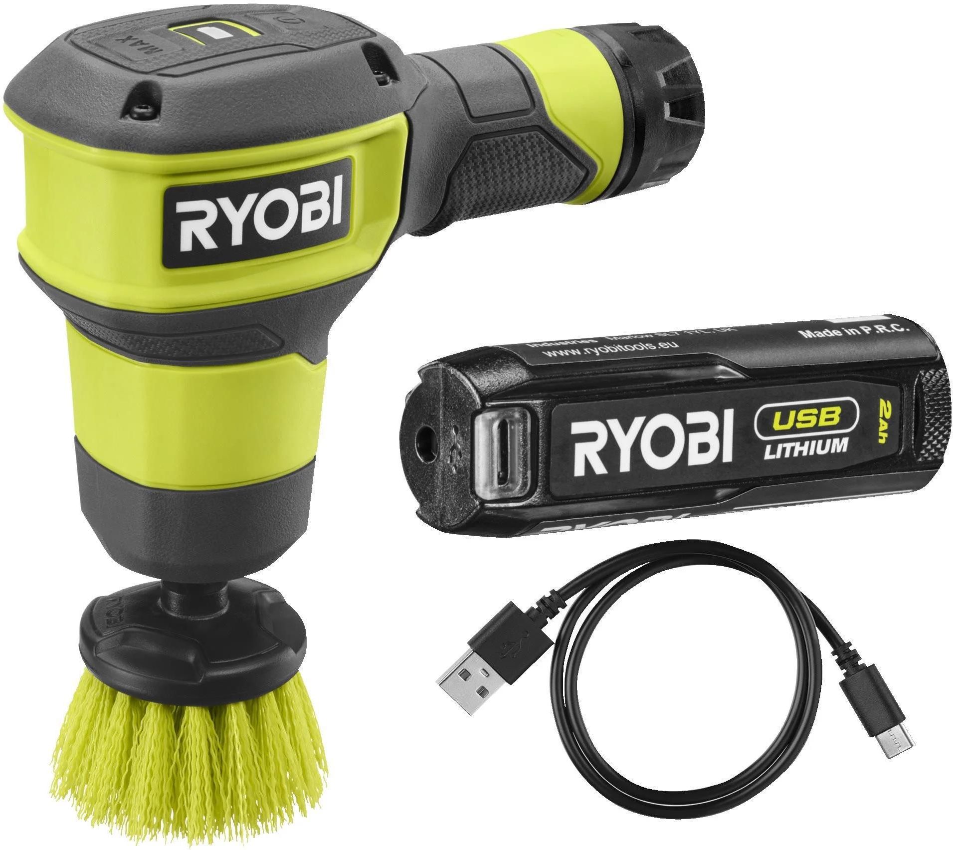 Аккумуляторная щетка для чистки RYOBI RSCR4120G с АКБ