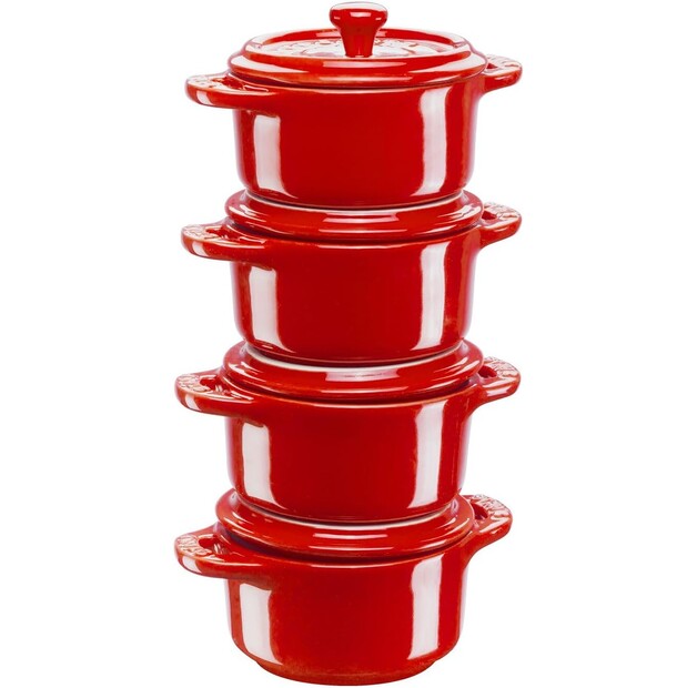 Набор керамических форм для запекания (4 предмета) STAUB Mini Cocotte Ceramique, 10 см, вишнево-красный 405081580