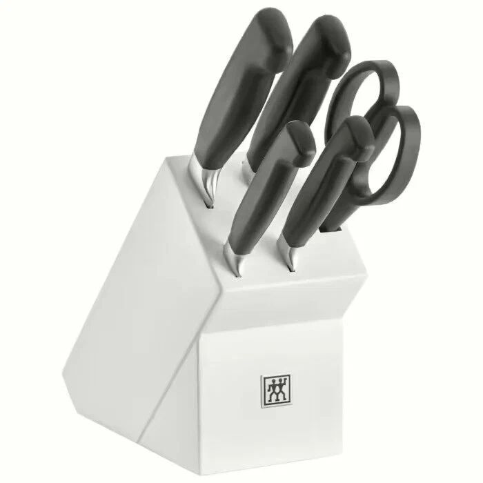 ZWILLING Four Star White 6 эл. - кухонные ножи кованые в блоке с ножницами (350213060)