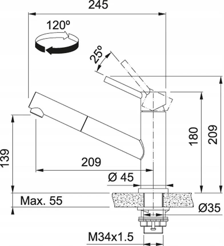 Кухонный кран Franke Orbit pull-out 115.0569.461, нержавеющая сталь