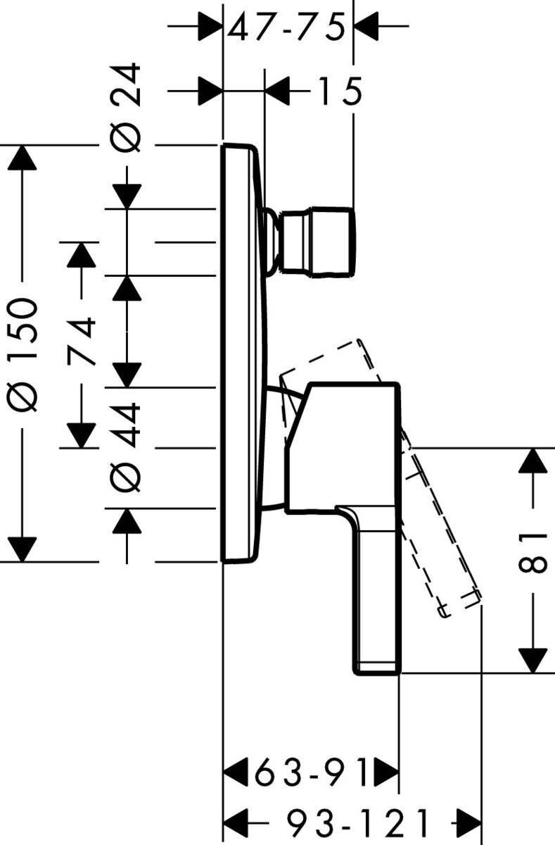 Смеситель для ванны Hansgrohe Metris S 31465000 хром