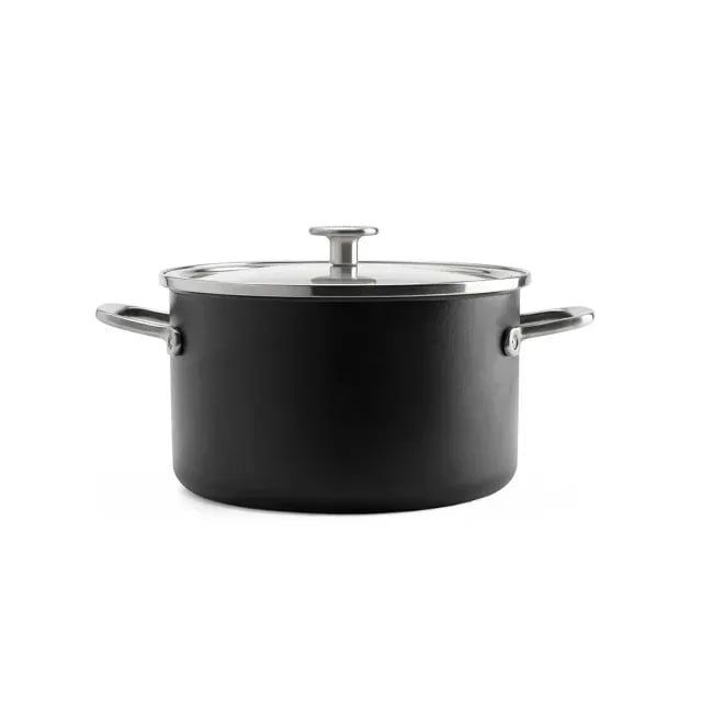 Эмалированная кастрюля Kitchenaid с крышкой 3,7 л, черная