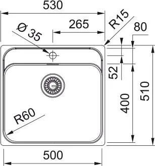 Кухонная раковина Franke Smart SRX 210-50 TL 127.0720.295, матовая нержавеющая сталь