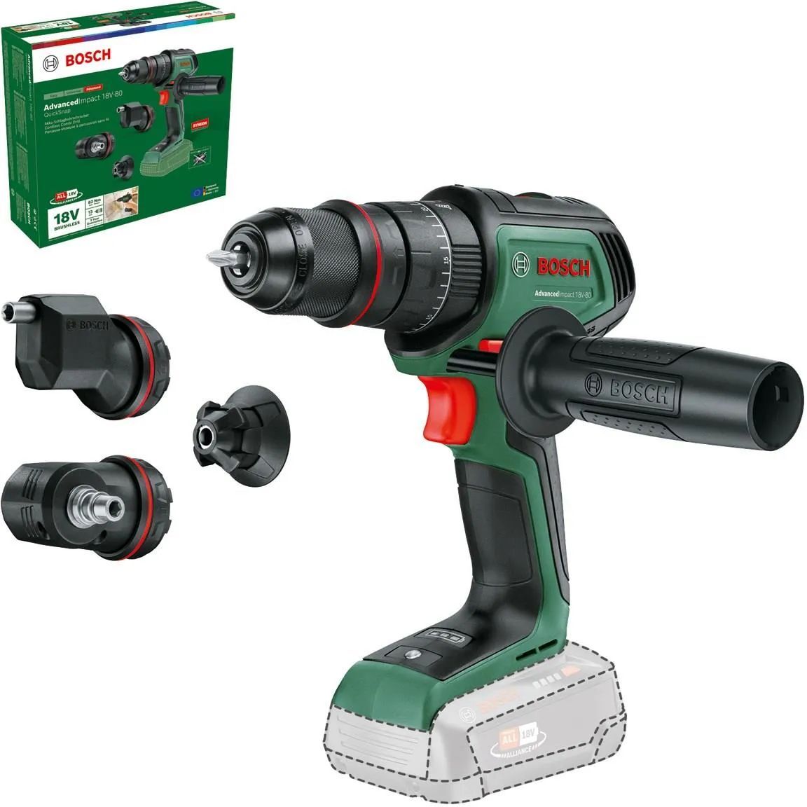 Аккумуляторная ударная дрель Bosch AdvancedImpact 18V-80 QuickSnap (06039E2103)