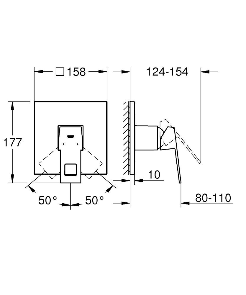 Однорычажный смеситель для душа Grohe Eurocube Smart Hard Graphite 24061AL0