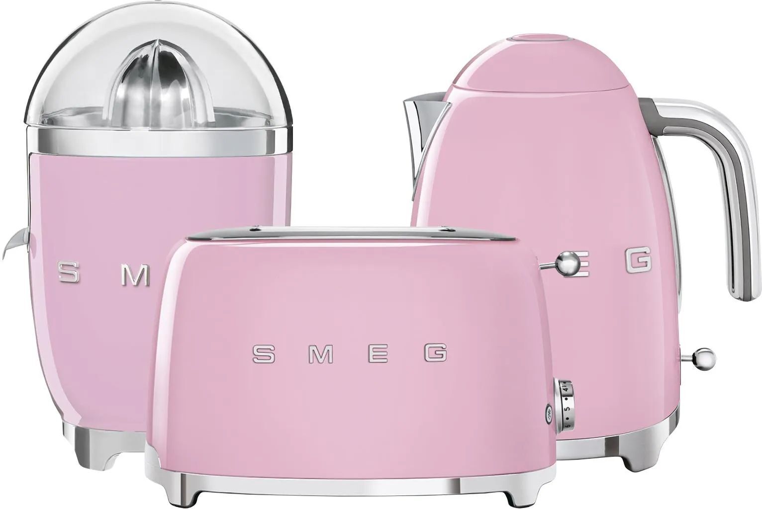 Набор тостер+соковыжималка+чайник SMEG TSF01PKEU