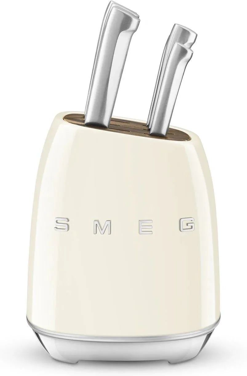 Блок с набором из 6 ножей Smeg 50's Style KBSF02CR кремовый