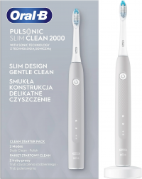 Электрическая звуковая зубная щётка Oral-B Pulsonic Slim Clean 2000 Grey, с зарядной станцией