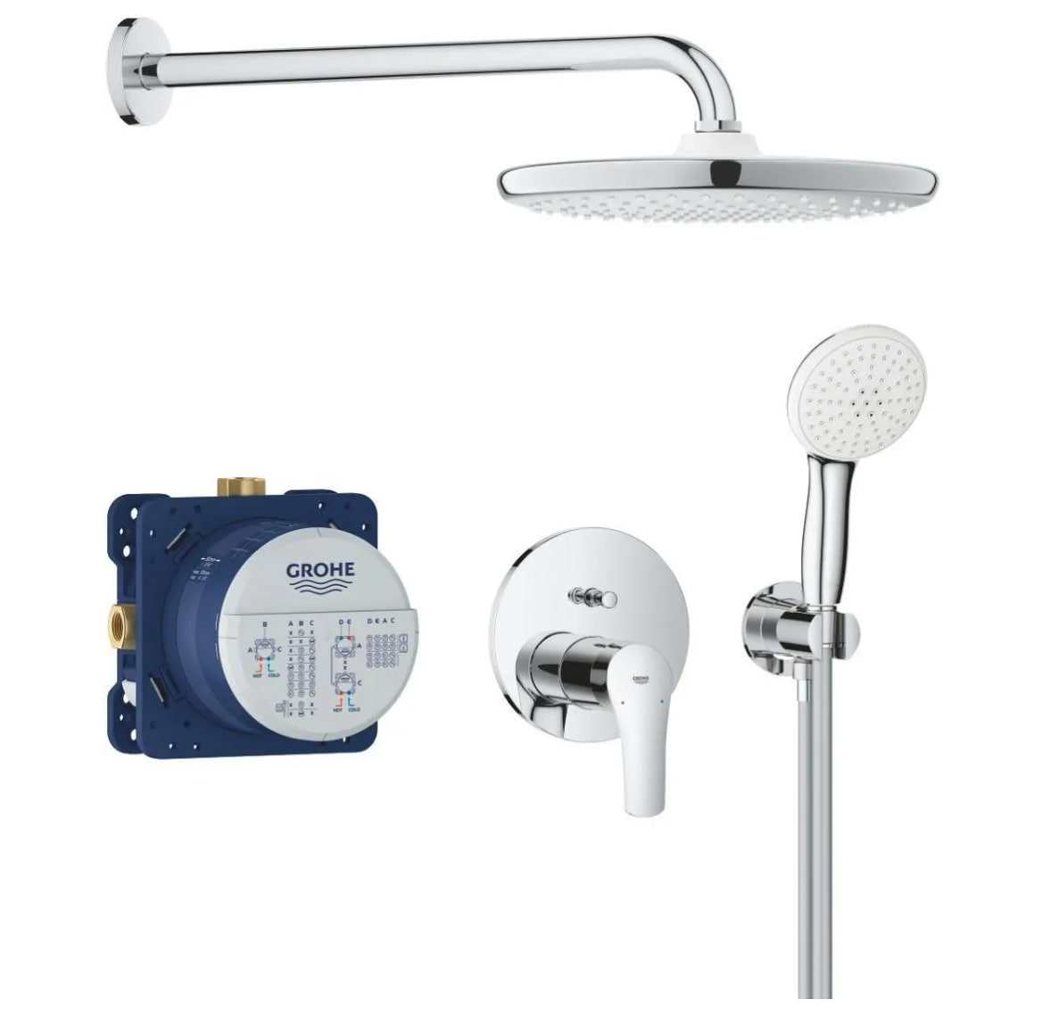 Скрытый душевой гарнитур с тропическим душем Grohe Eurosmart Tempesta 250 25288000