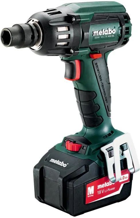 Гайковёрт ударный аккумуляторный Metabo SSW 18 LTX 400 BL 602205500 в кейсе metaBOX с 2 аккумуляторами Li-Power 18 V/4.0 Ah и ЗУ ASC 55