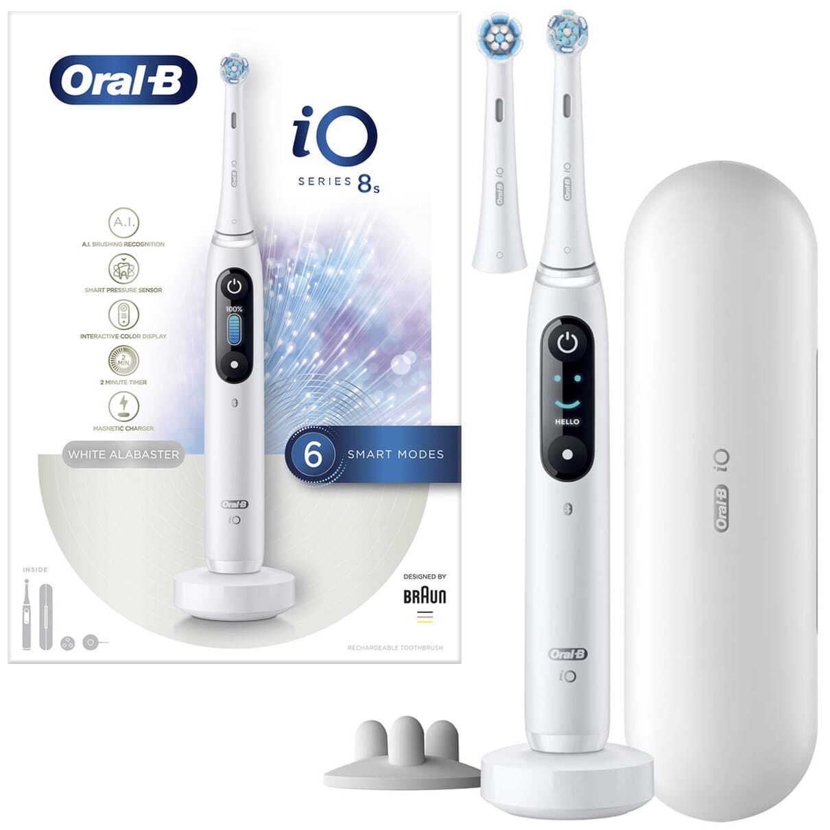 Электрическая зубная щетка Oral-B iO8s White Alabaster