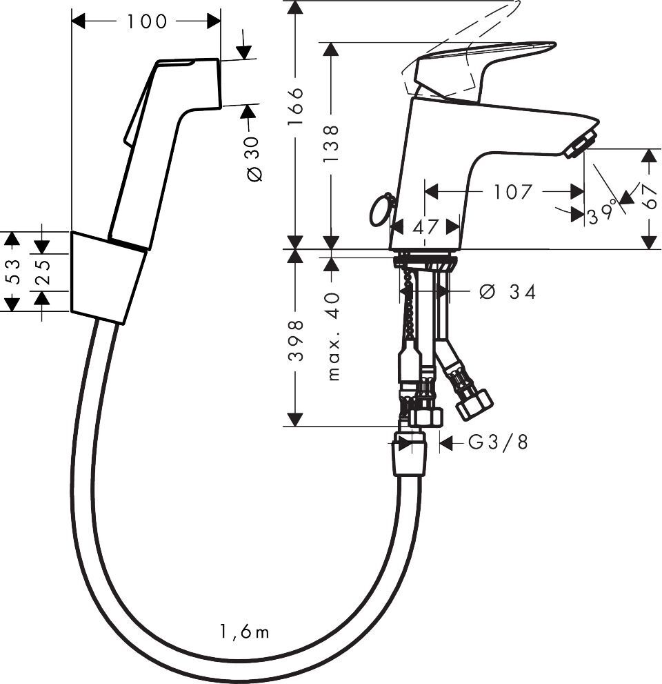 Смеситель для биде Hansgrohe Logis 100 71290000 хром
