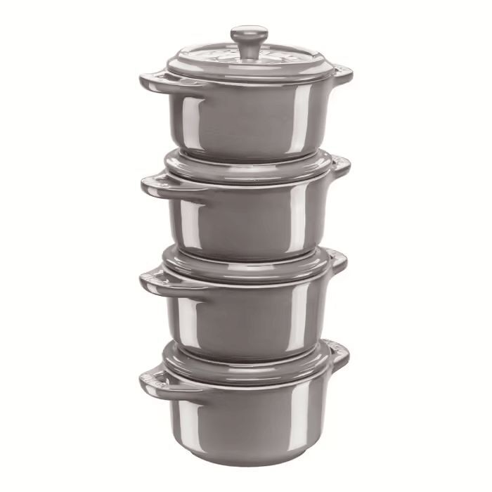 Кокот круглый Staub 10 см, 4 предмета серый