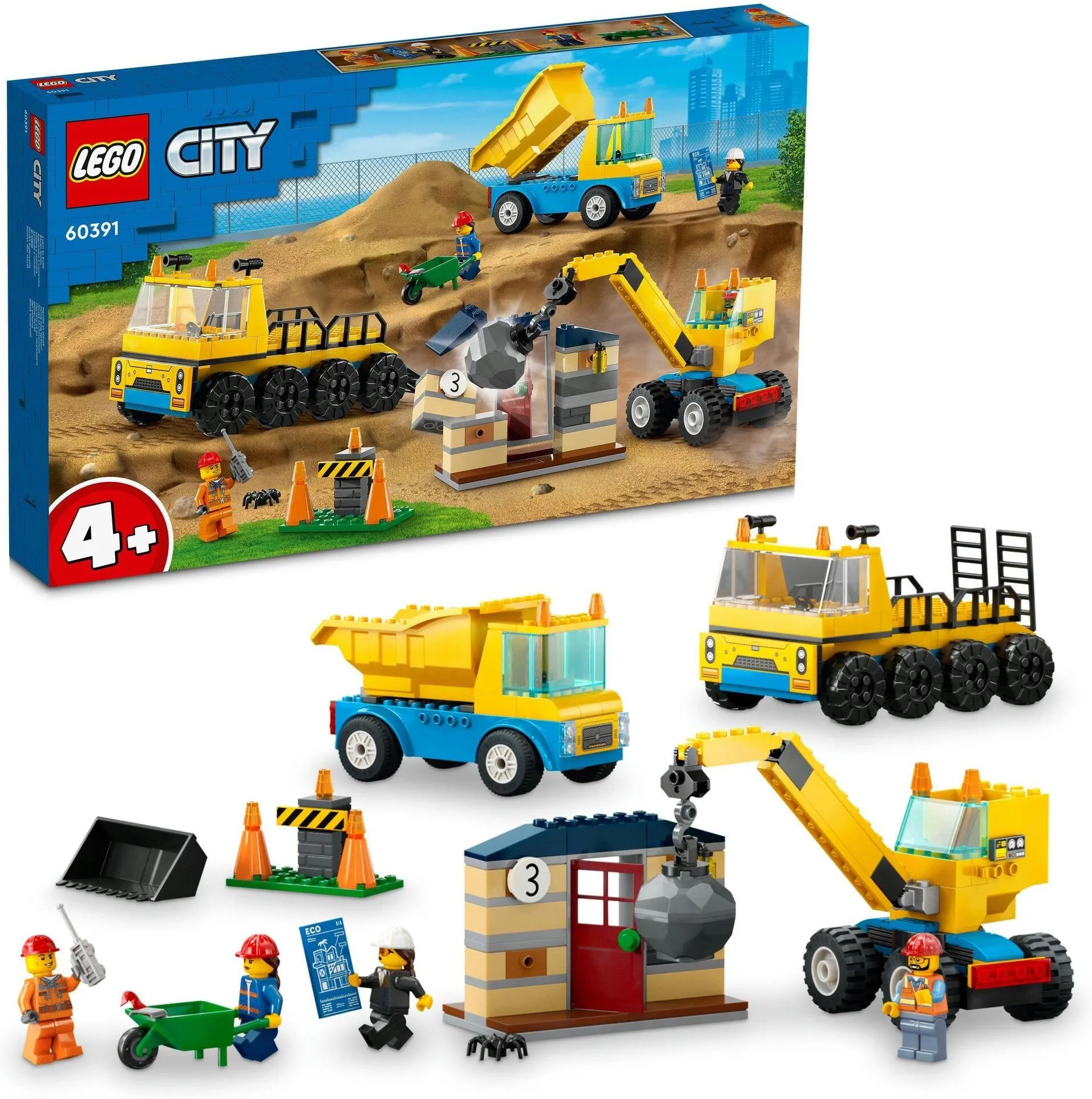 Конструктор LEGO City 60391 Грузовики и кран с шаром для сноса
