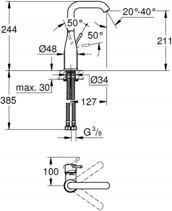 Смеситель для раковины однорычажный Grohe Essence 23541001 Хром