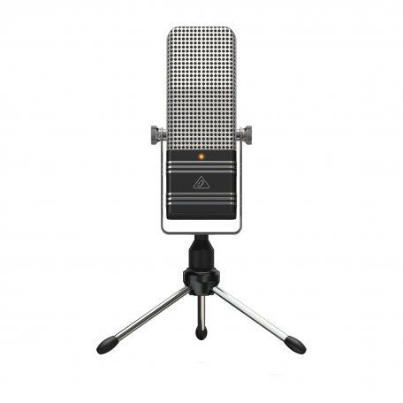 Behringer BV44 винтажный броадкастовый конденсаторный USB-микрофон из 1940-х, суперкардиоидный, диафрагма 14 мм, 50-17000 kHz, SPL 132 дБ, со стойкой