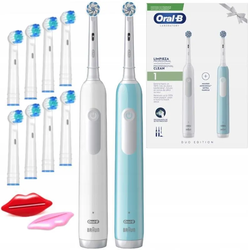 Электрическая зубная щётка Oral-B Pro Series 1 Duo Blue & White, набор из 2 щёток с зарядной станцией