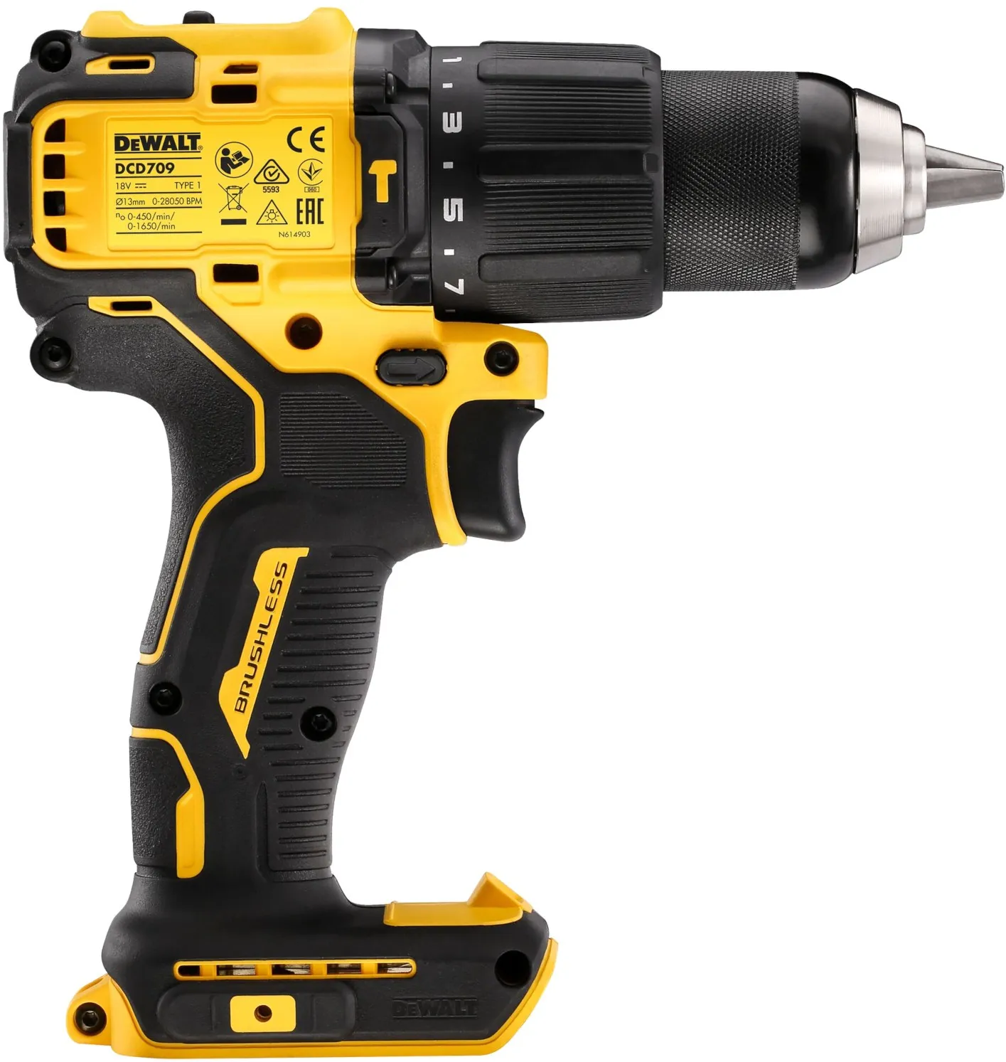 Аккумуляторная ударная дрель-шуруповерт DeWalt DCD709P2T-QW, с 2 АКБ, ЗУ и кейсом TSTAK