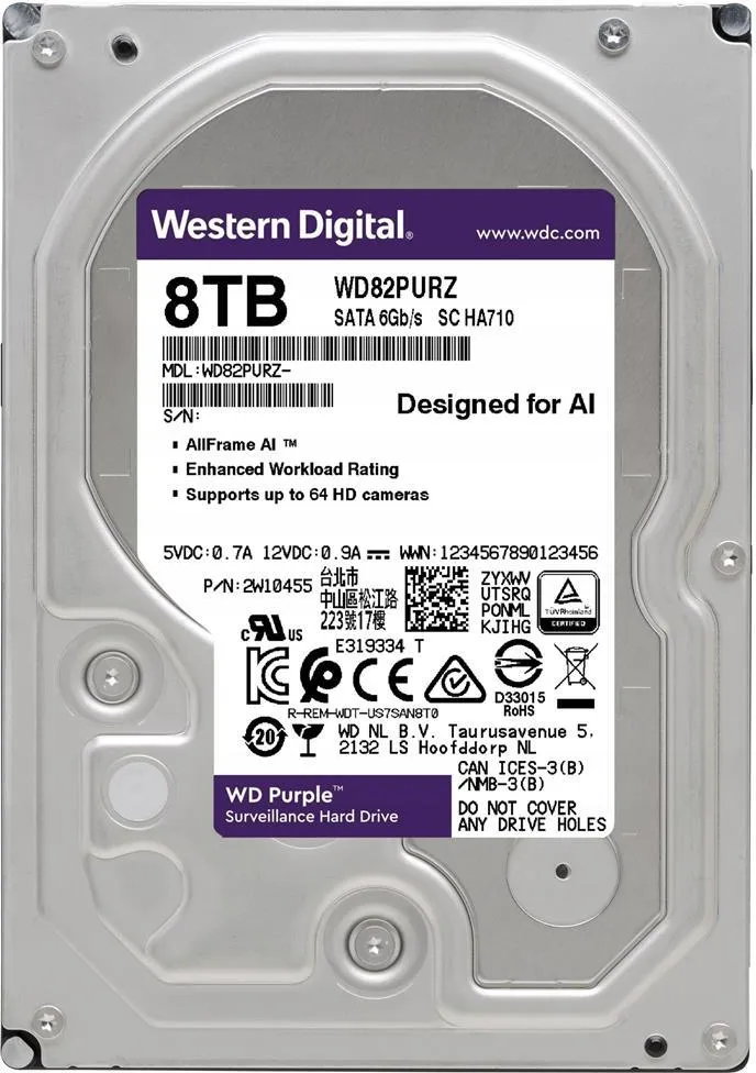 Серверный жесткий диск Western Digital Purple 8TB 3.5" (WD82PURZ)
