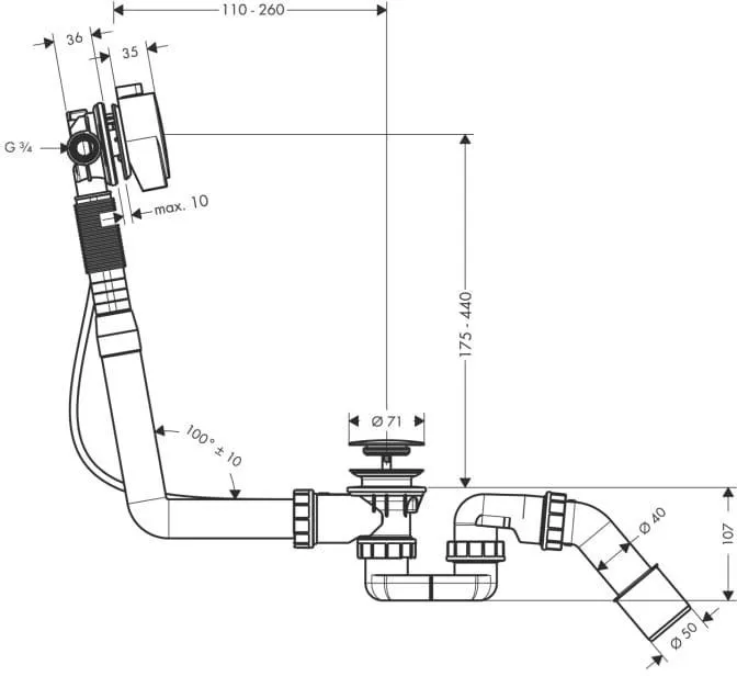 Слив-перелив Hansgrohe Exafil S (58113000)