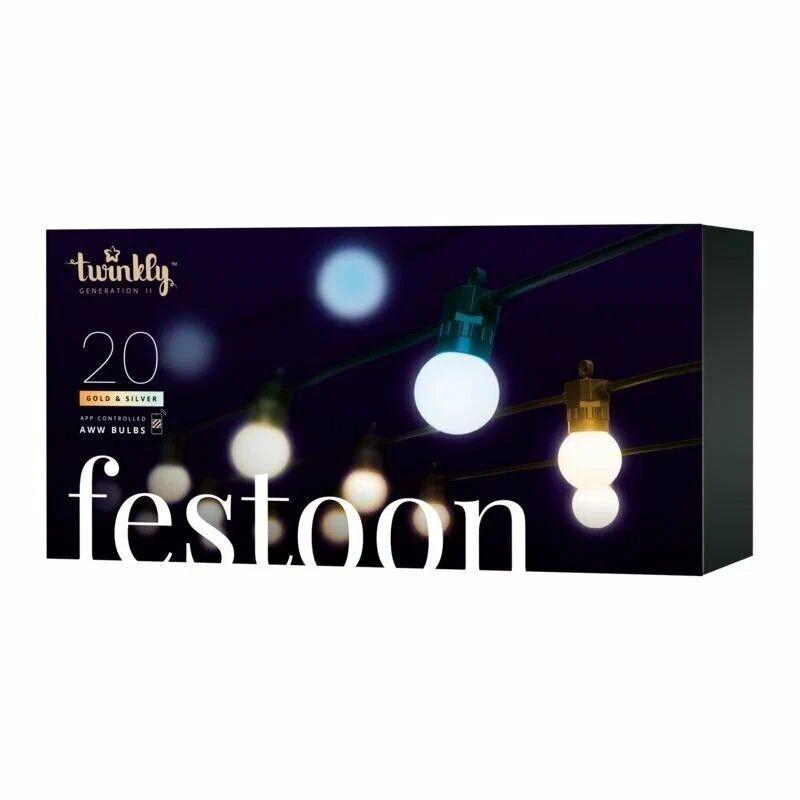 Гирлянда LED уличные фонарики Twinkly Festoon - 20 шт. (10 м) AWW + BT + Wi-Fi (TWF020GOP-BEU)