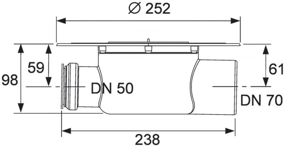 Сифон горизонтальный TECE drainpoint S, DN 70 3603500