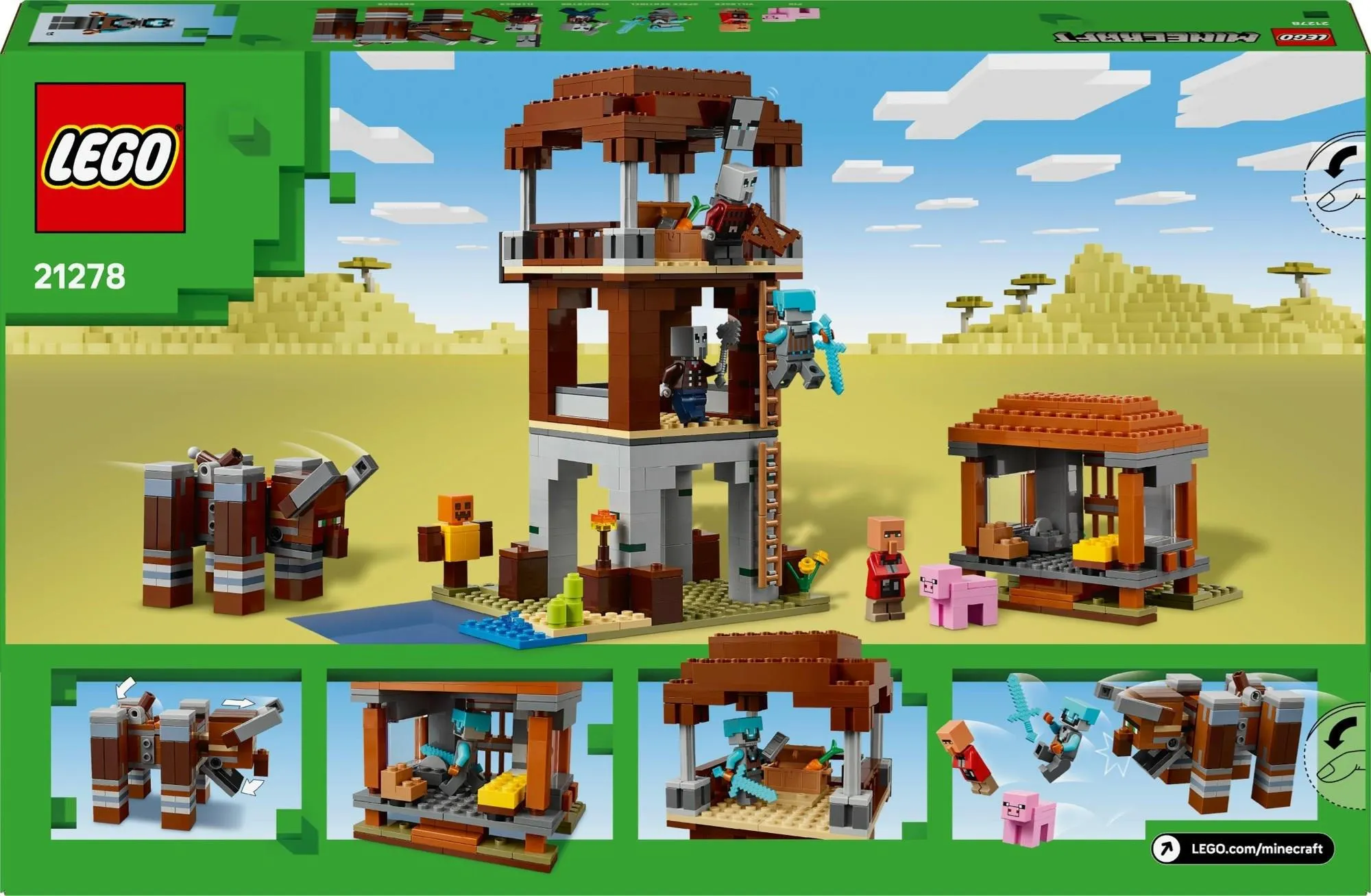 Конструктор LEGO Minecraft 21278 Аванпост разбойников и разрушитель