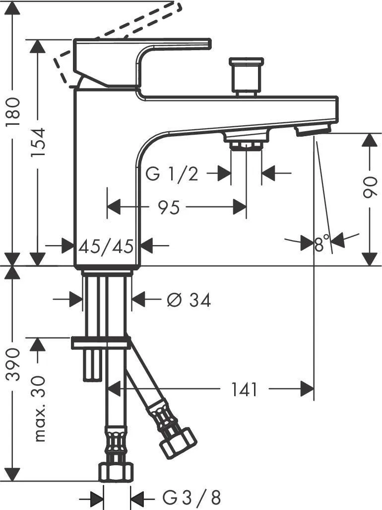Смеситель для ванны/душа Hansgrohe Vernis Shape Monotrou 71463000