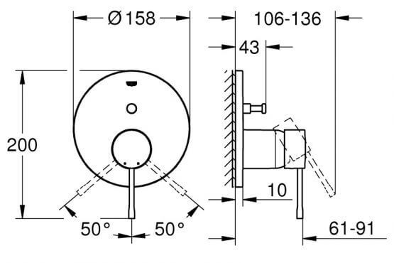 Смеситель для ванной Grohe Essence 24058A01 Графит