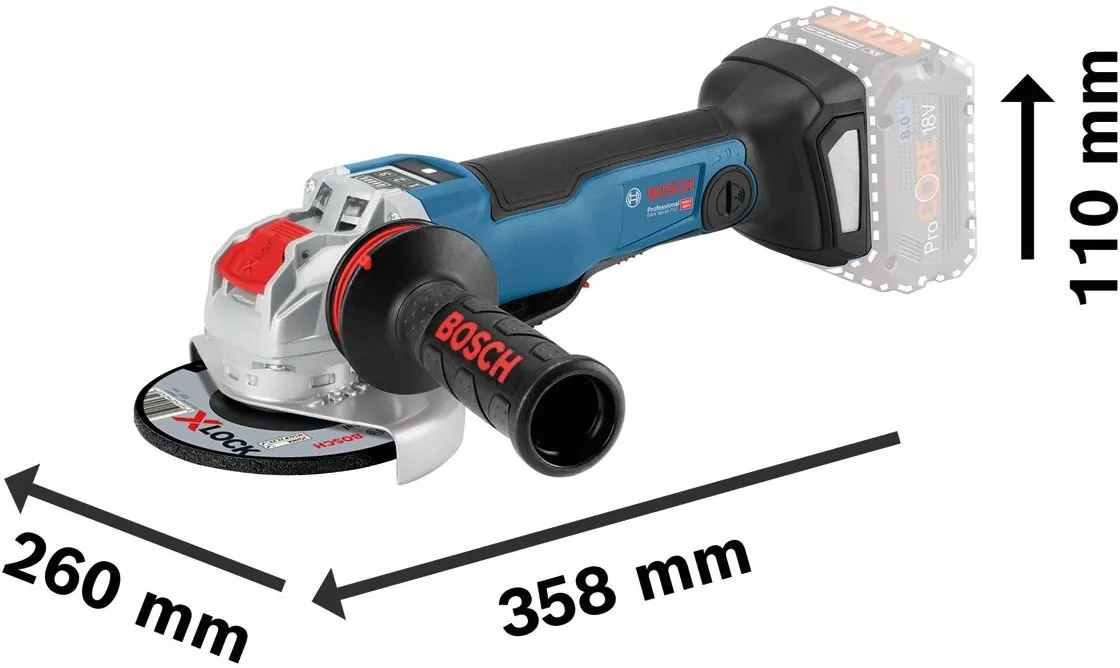 Аккумуляторная угловая шлифовальная машина Bosch GWX 18V-10 PSC Professional 06017B0800
