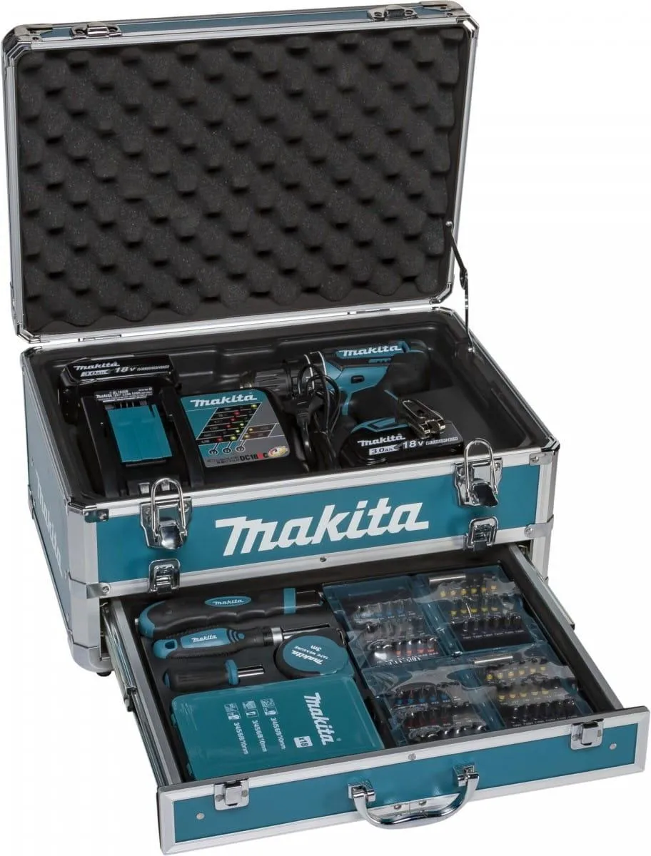 Аккумуляторная ударная дрель-шуруповёрт Makita DHP482RFX9 18 В, АКБ и ЗУ, кейс