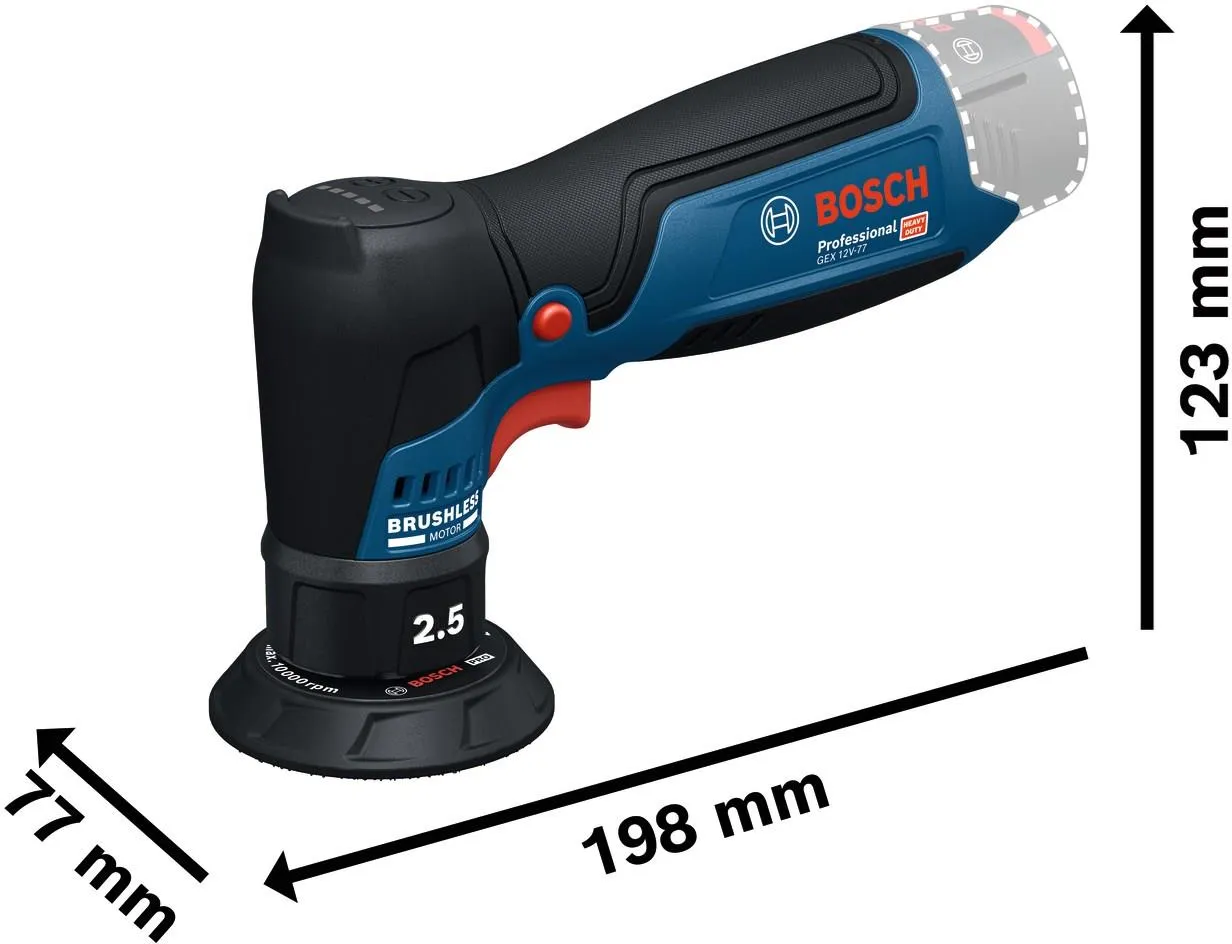 Эксцентриковая шлифовальная машина аккумуляторная Bosch GEX 12V-77 Professional 06019L2100