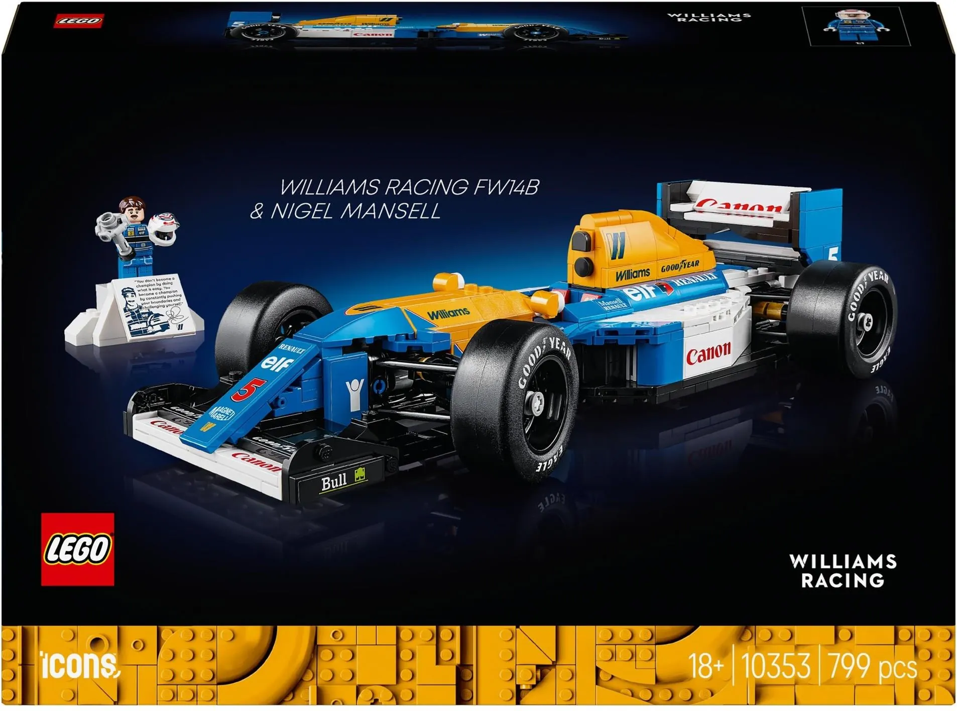 LEGO Icons 10353 Williams Racing FW14B и Найджел Мэнселл